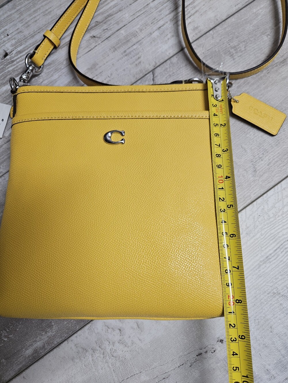 Coach Kitt Messenger Crossgrain Leather Crossbody Bag Yellow New CC526 - Picture 5 of 12